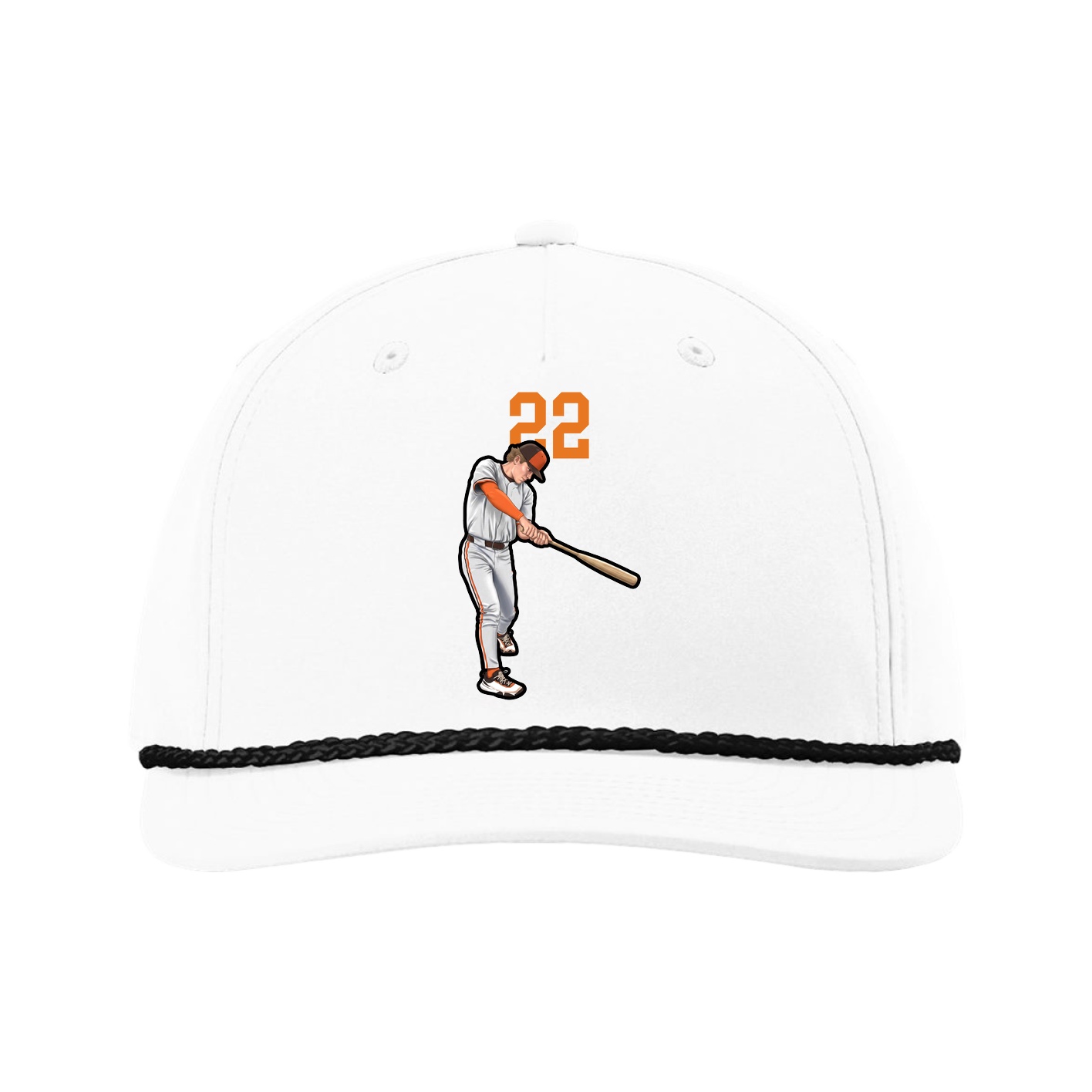 Five-Panel Classic Rope Cap — Number Top in White