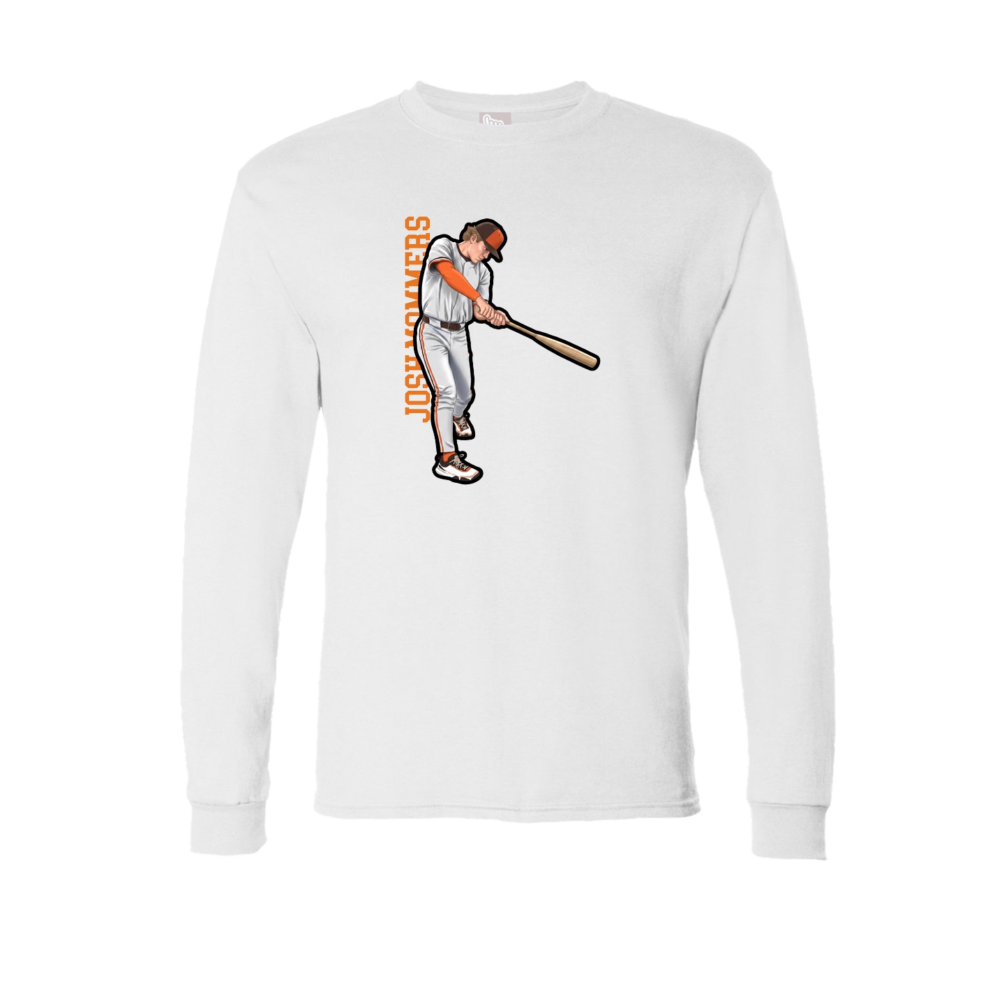 Long Sleeve Tee — Name Vertical in White