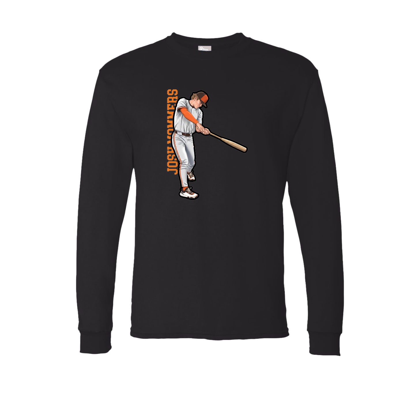 Long Sleeve Tee — Name Vertical in Black