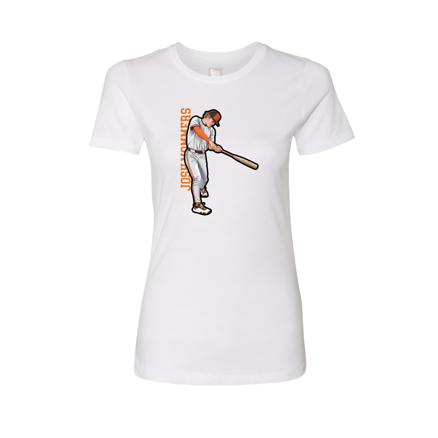 Womens Tee — Name Vertical in White