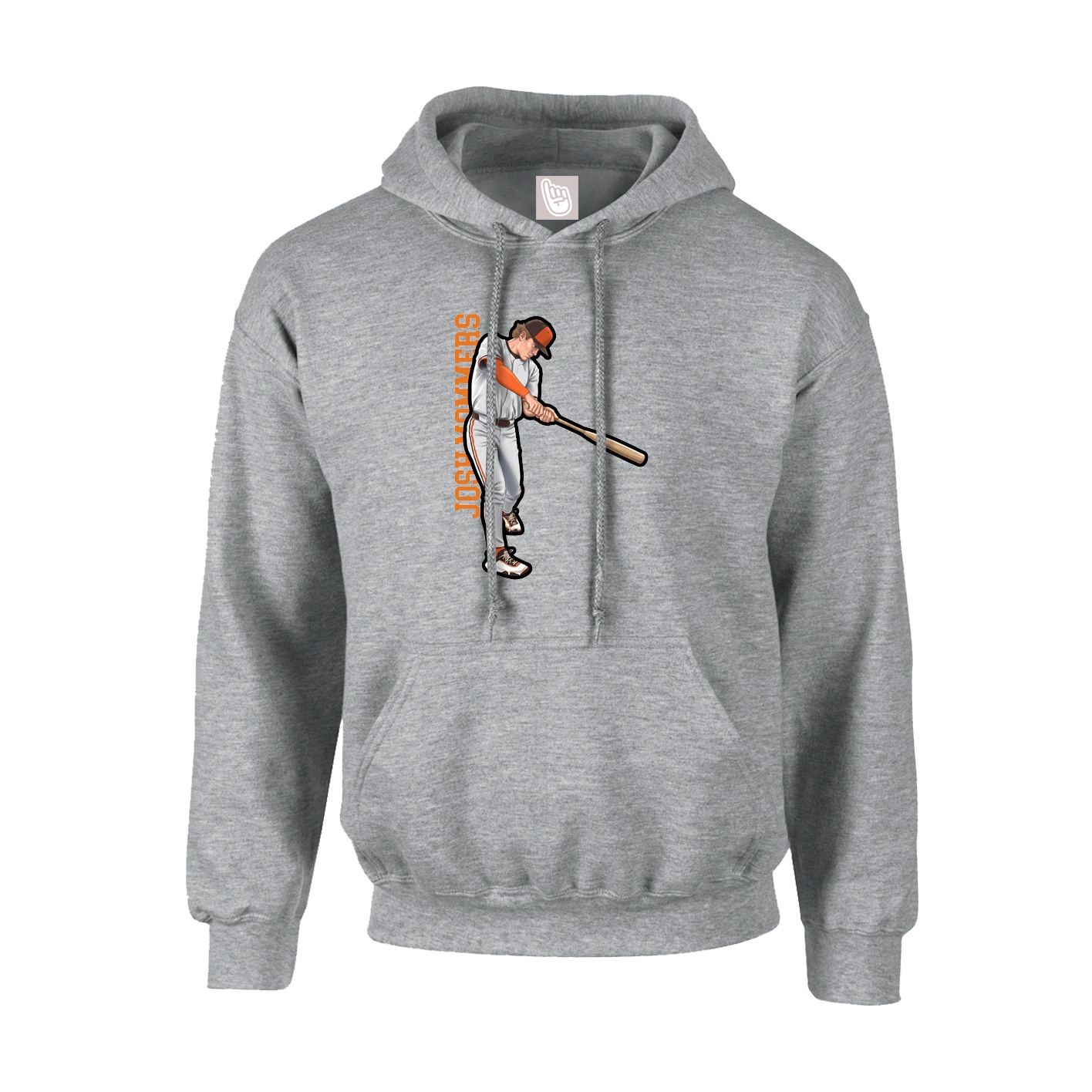 Hoodie — Name Vertical in Grey