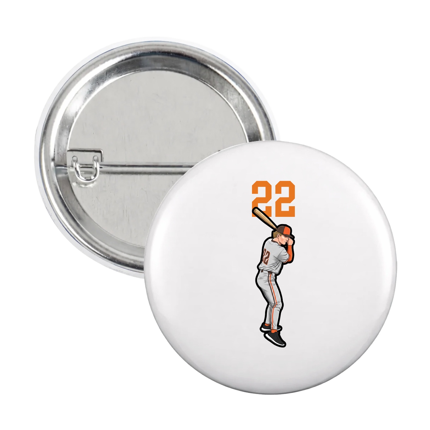 Game Day Button — Number Top in White