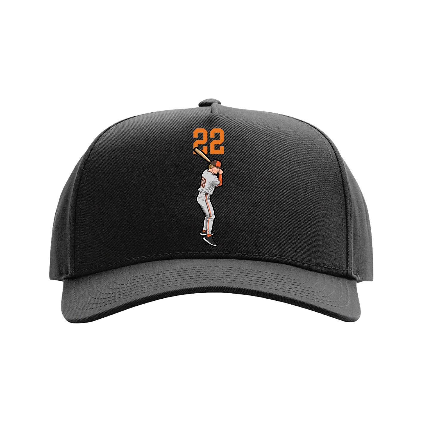 Full Fabric Five-Panel Champ Cap — Number Top in Black
