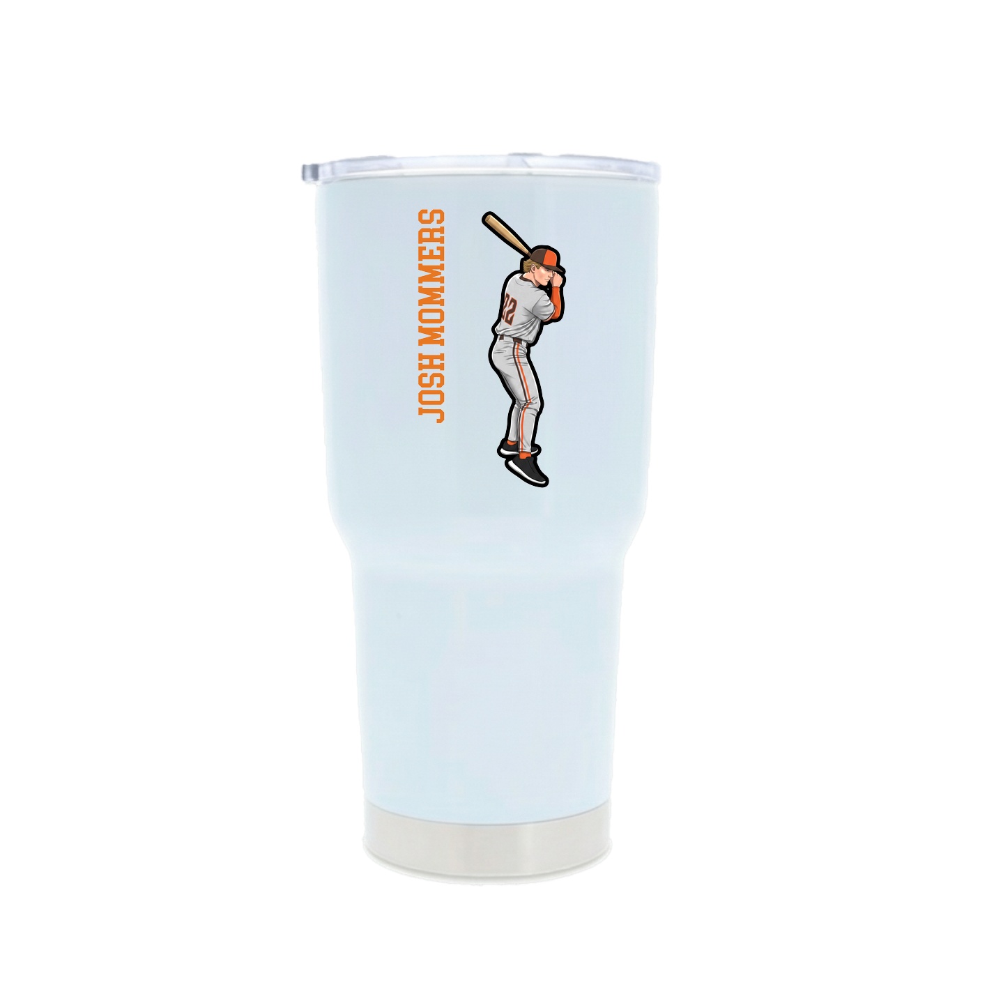 30oz Stainless Steel Tumbler — Name Vertical in White