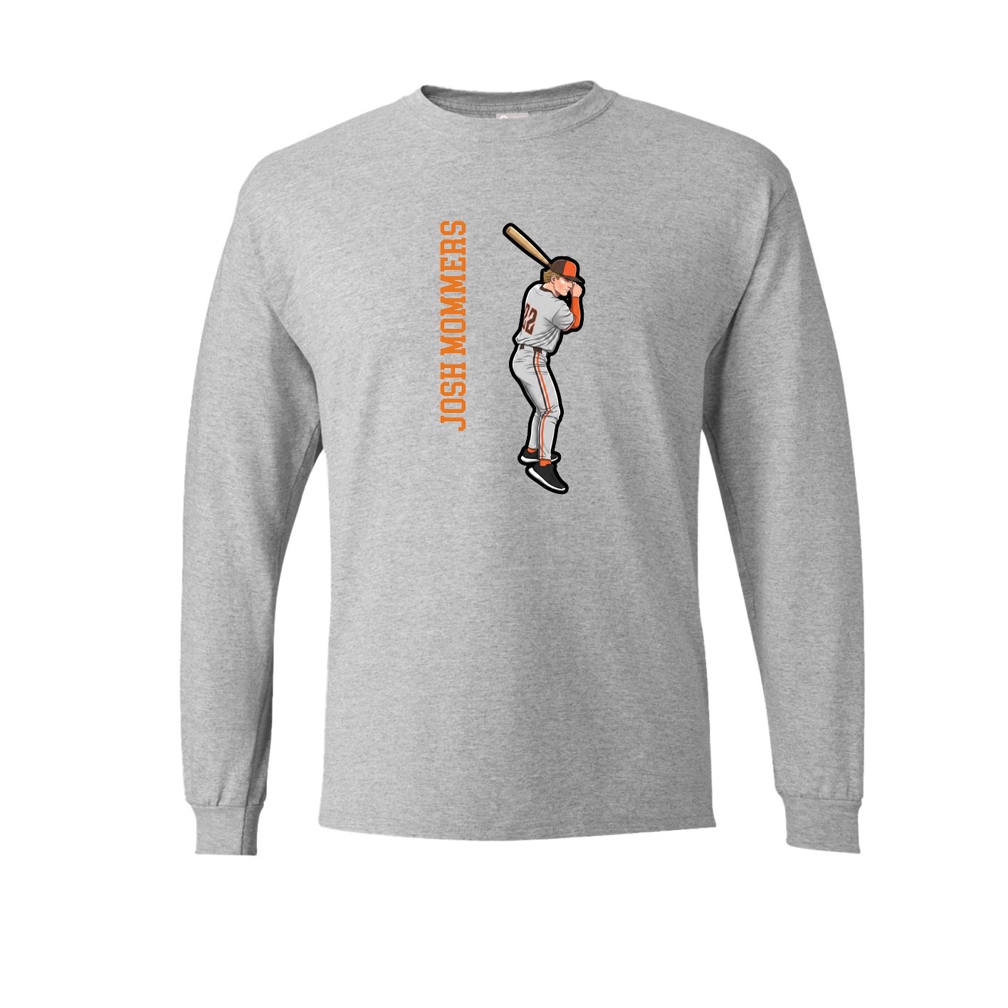 Long Sleeve Tee — Name Vertical in Grey