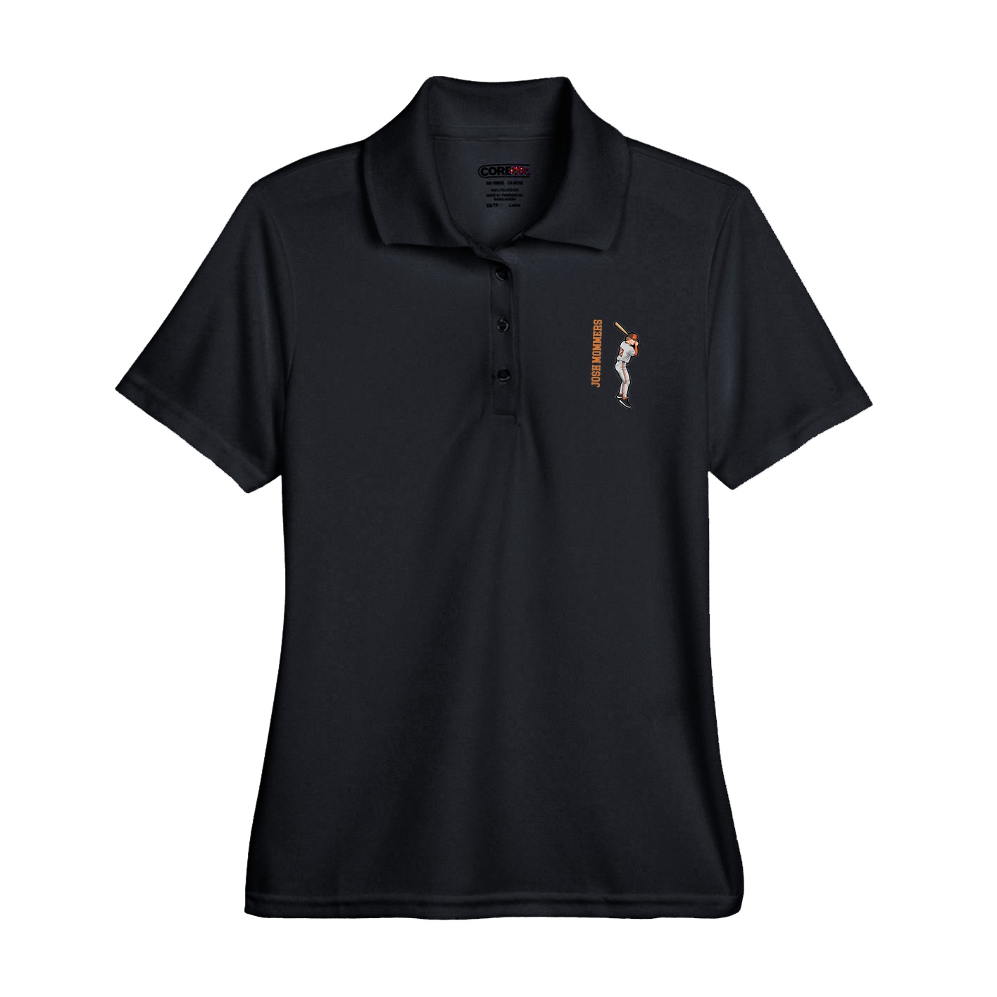 Womens Performance Polo — Name Vertical in Black