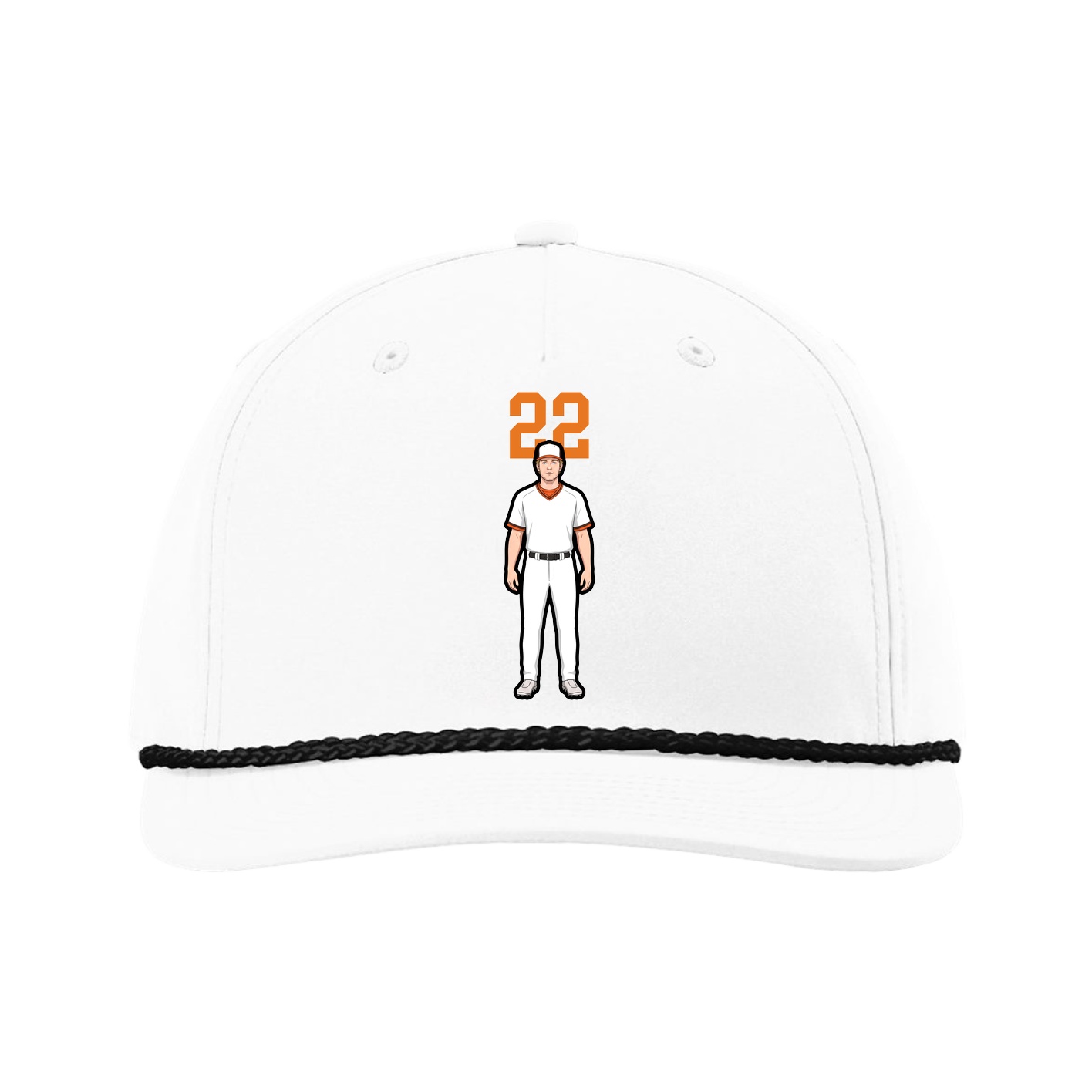 Five-Panel Classic Rope Cap — Number Top in White