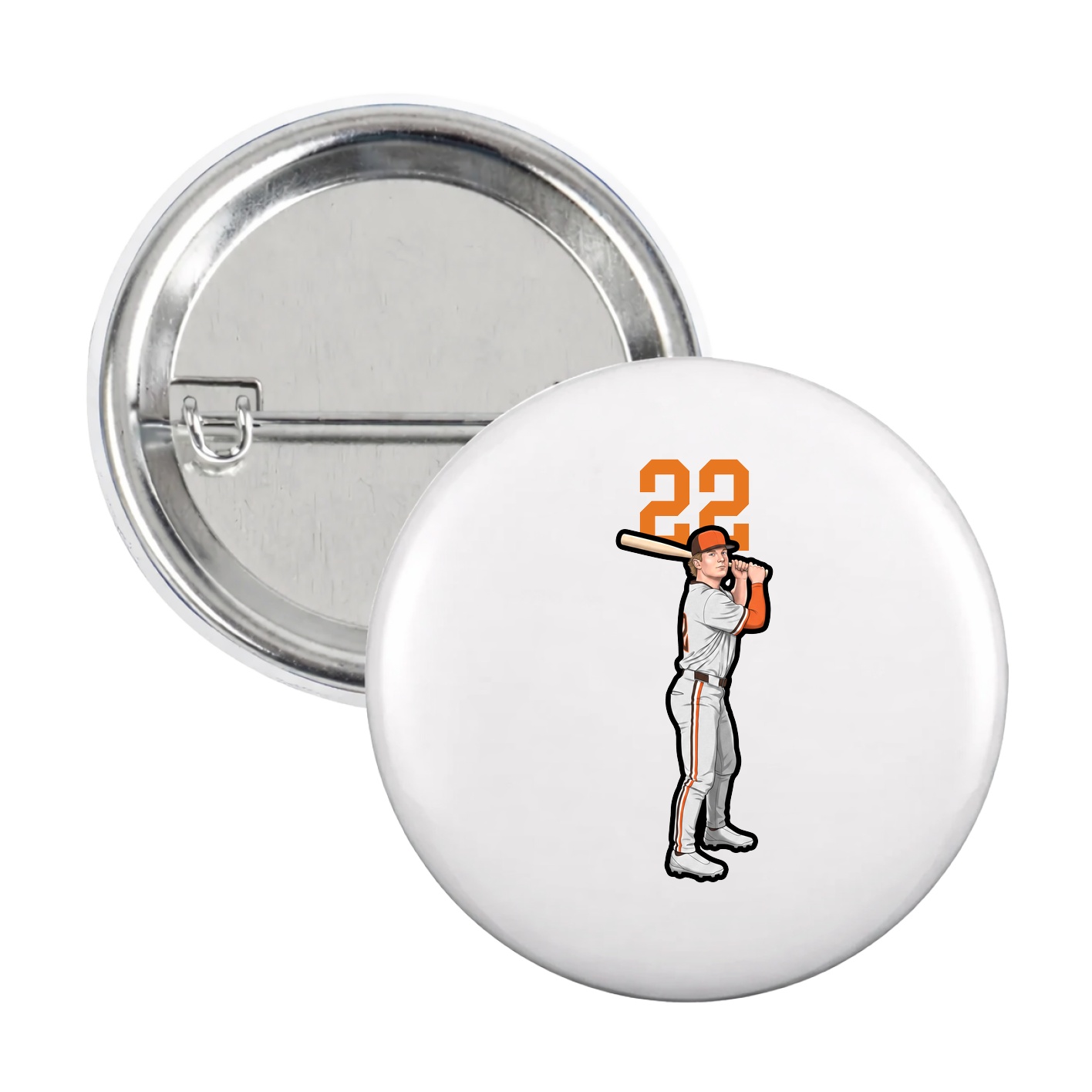 Game Day Button — Number Top in White