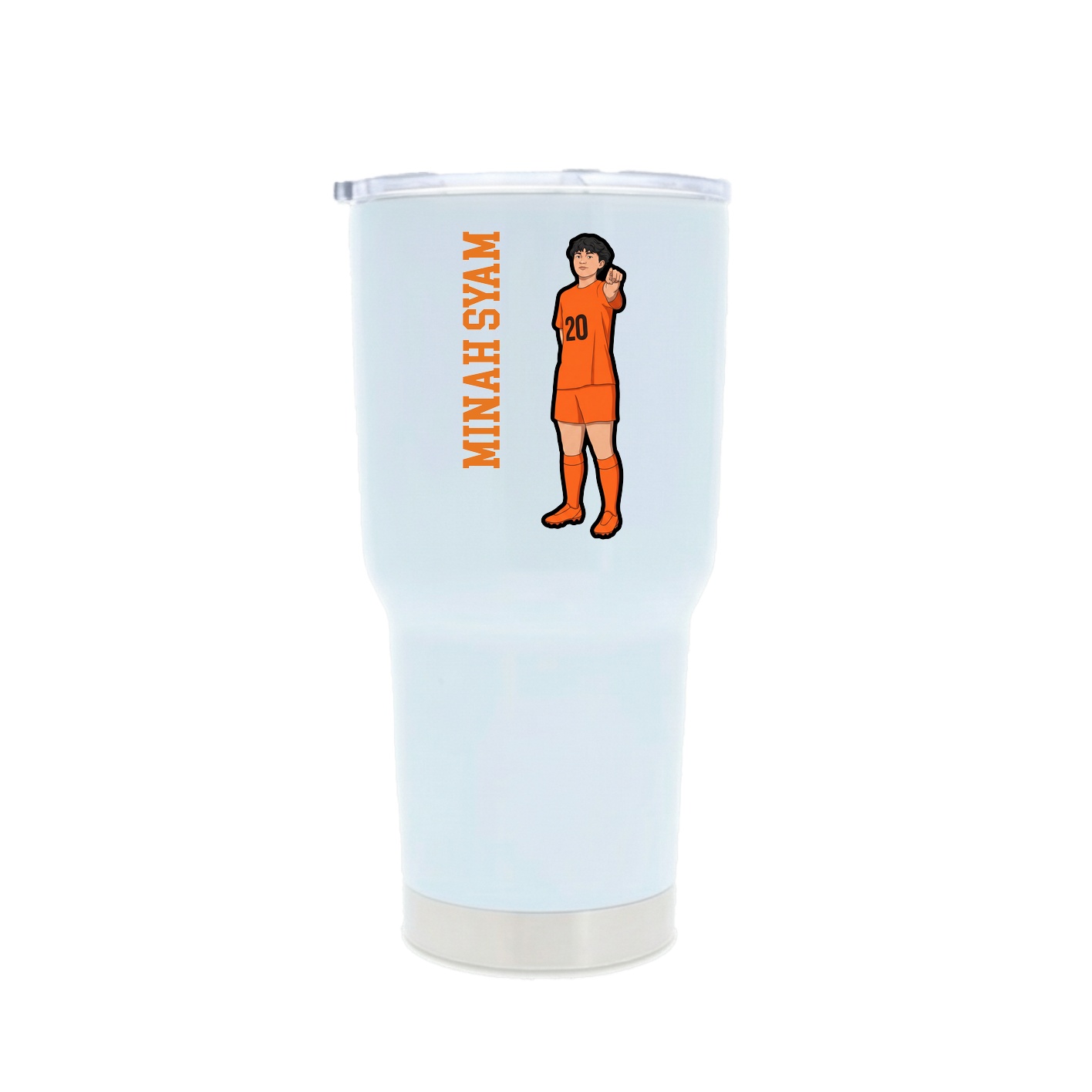 30oz Stainless Steel Tumbler — Name Vertical in White