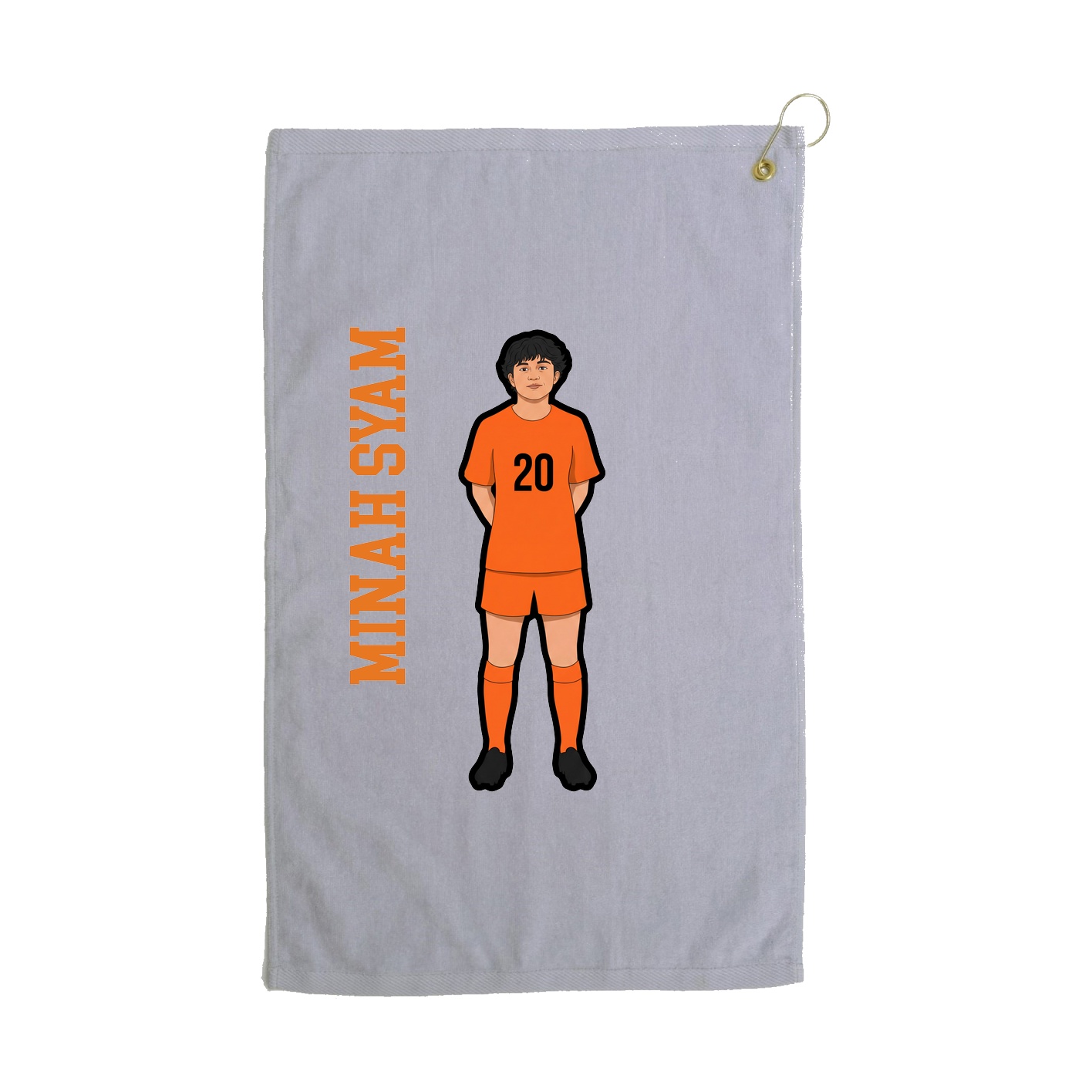 Golf Towel — Name Vertical in Grey