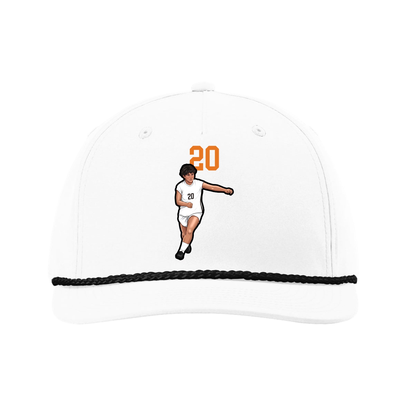Five-Panel Classic Rope Cap — Number Top in White