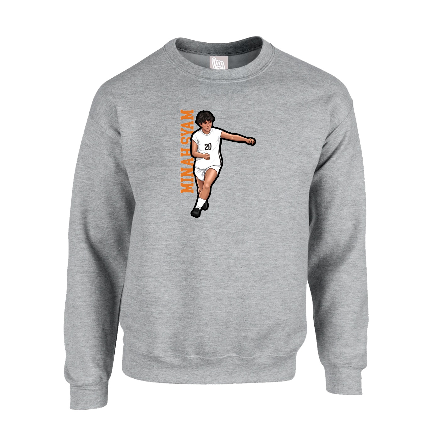 Fleece Crew — Name Vertical in Grey