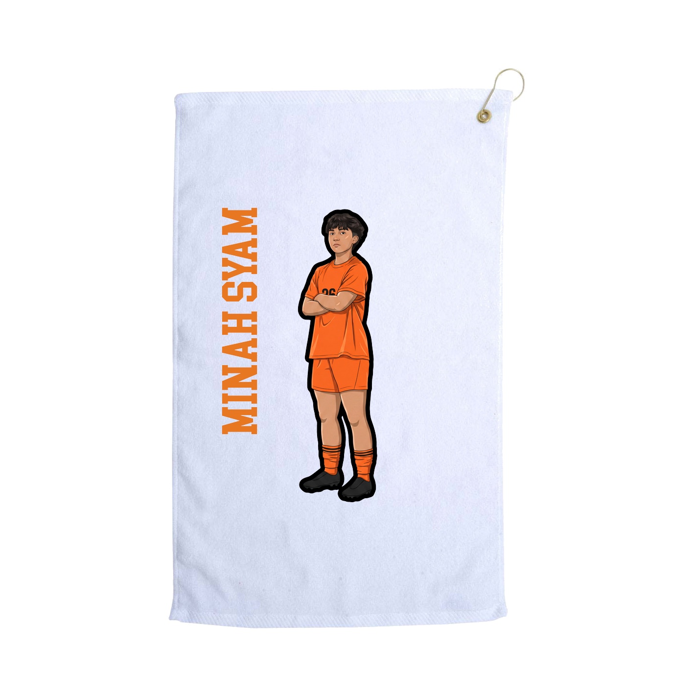 Golf Towel — Name Vertical in White