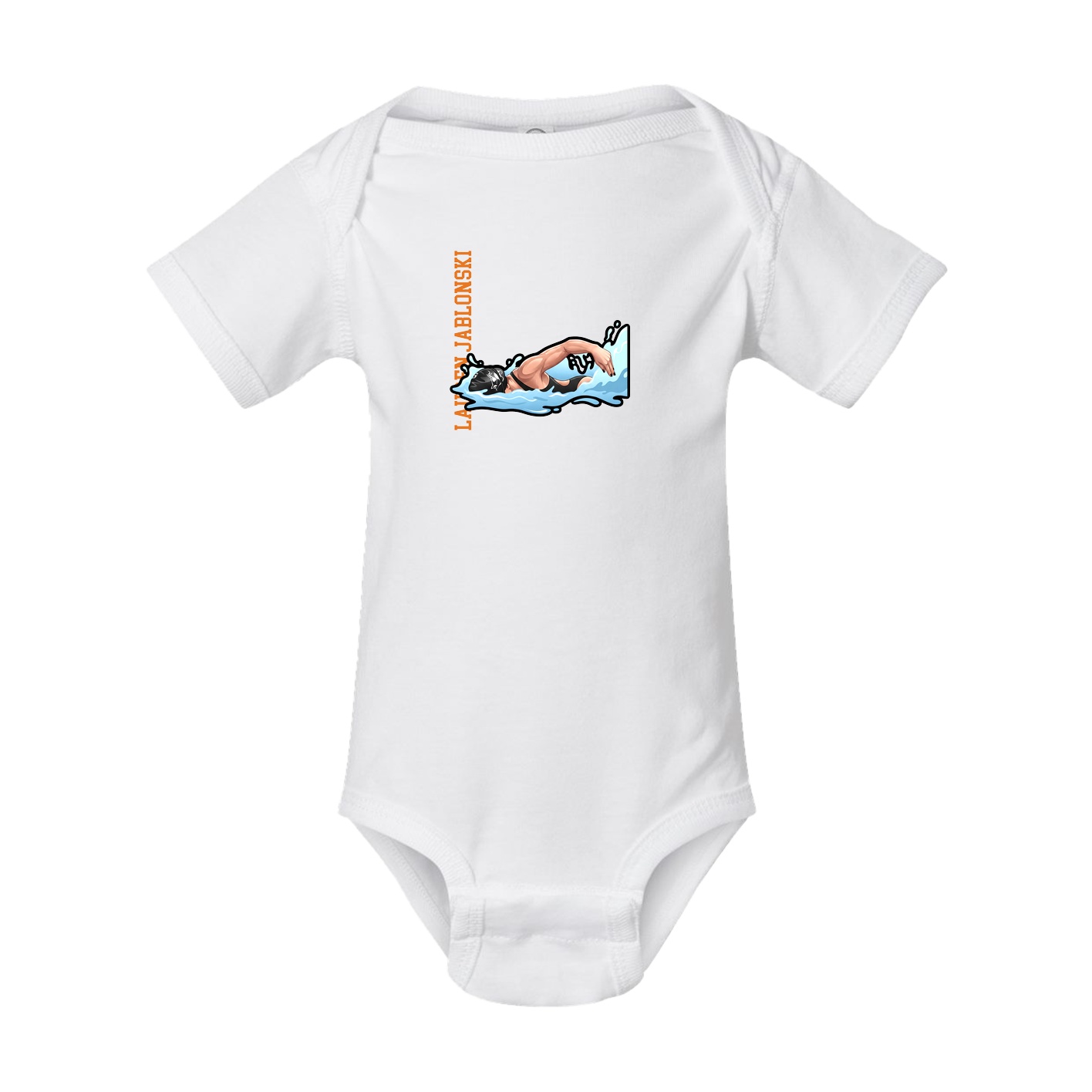 Baby Onesie — Name Vertical in White