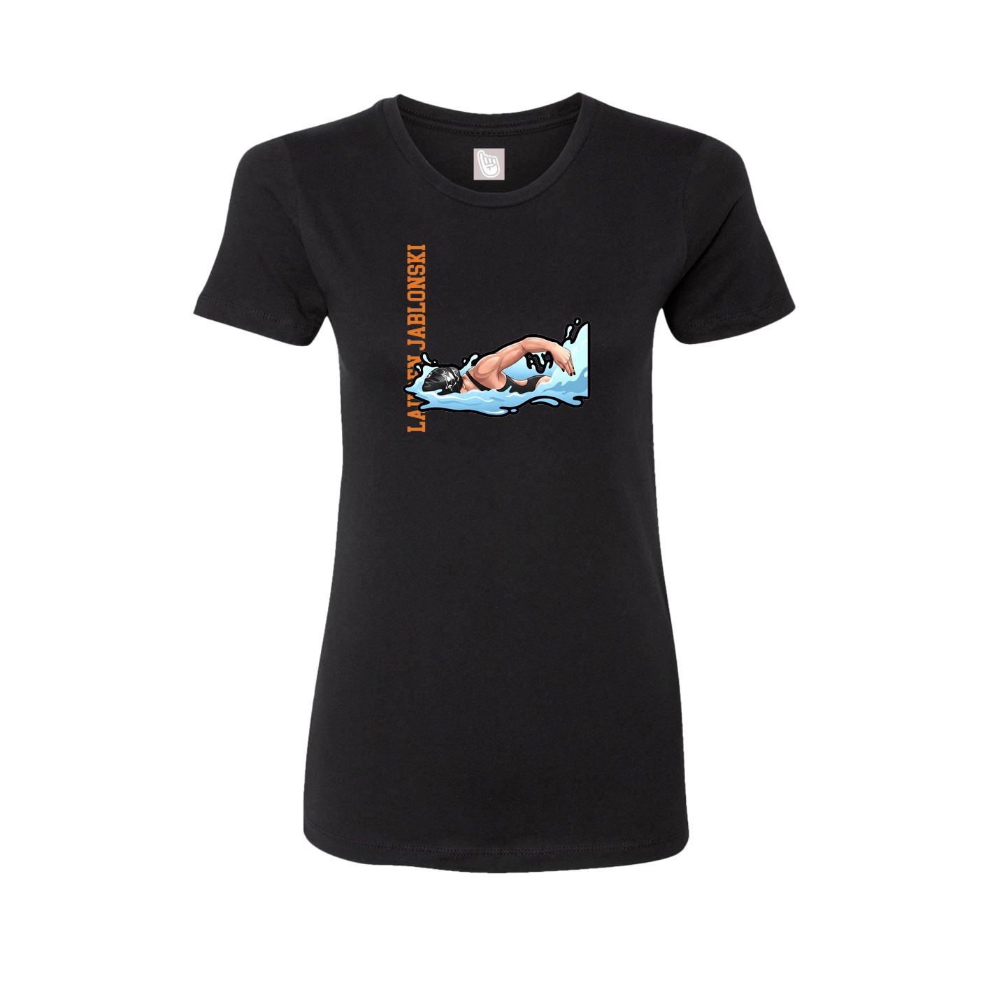 Womens Tee — Name Vertical in Black