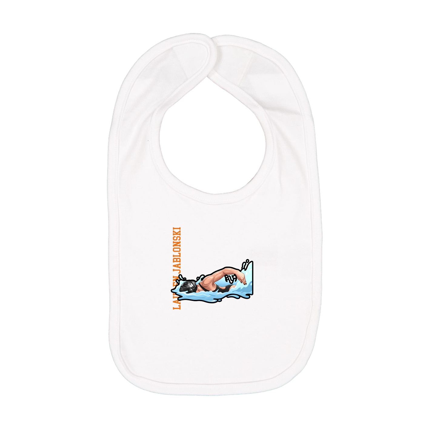 Infant Bib — Name Vertical in White