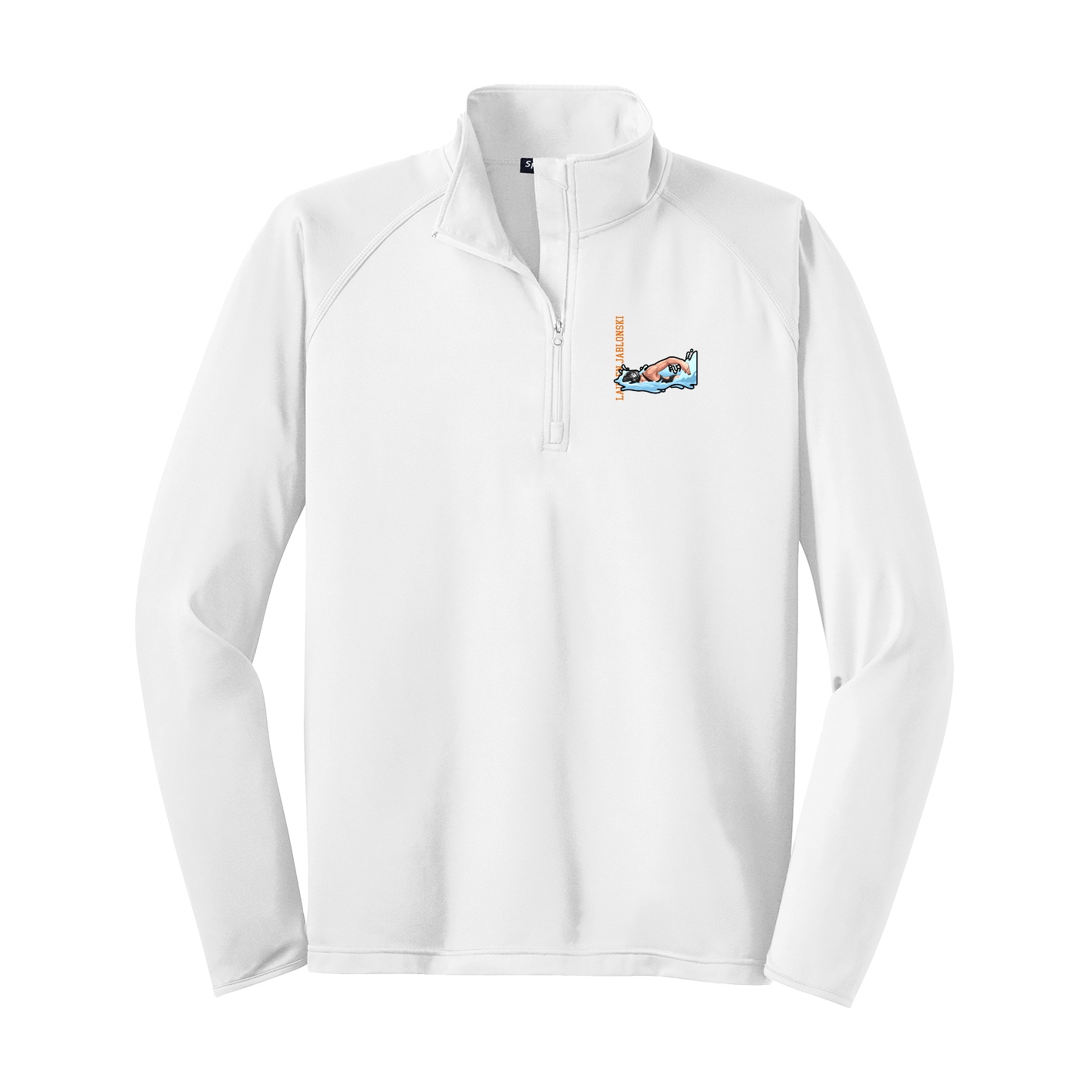 Q-Zip Pullover — Name Vertical in White