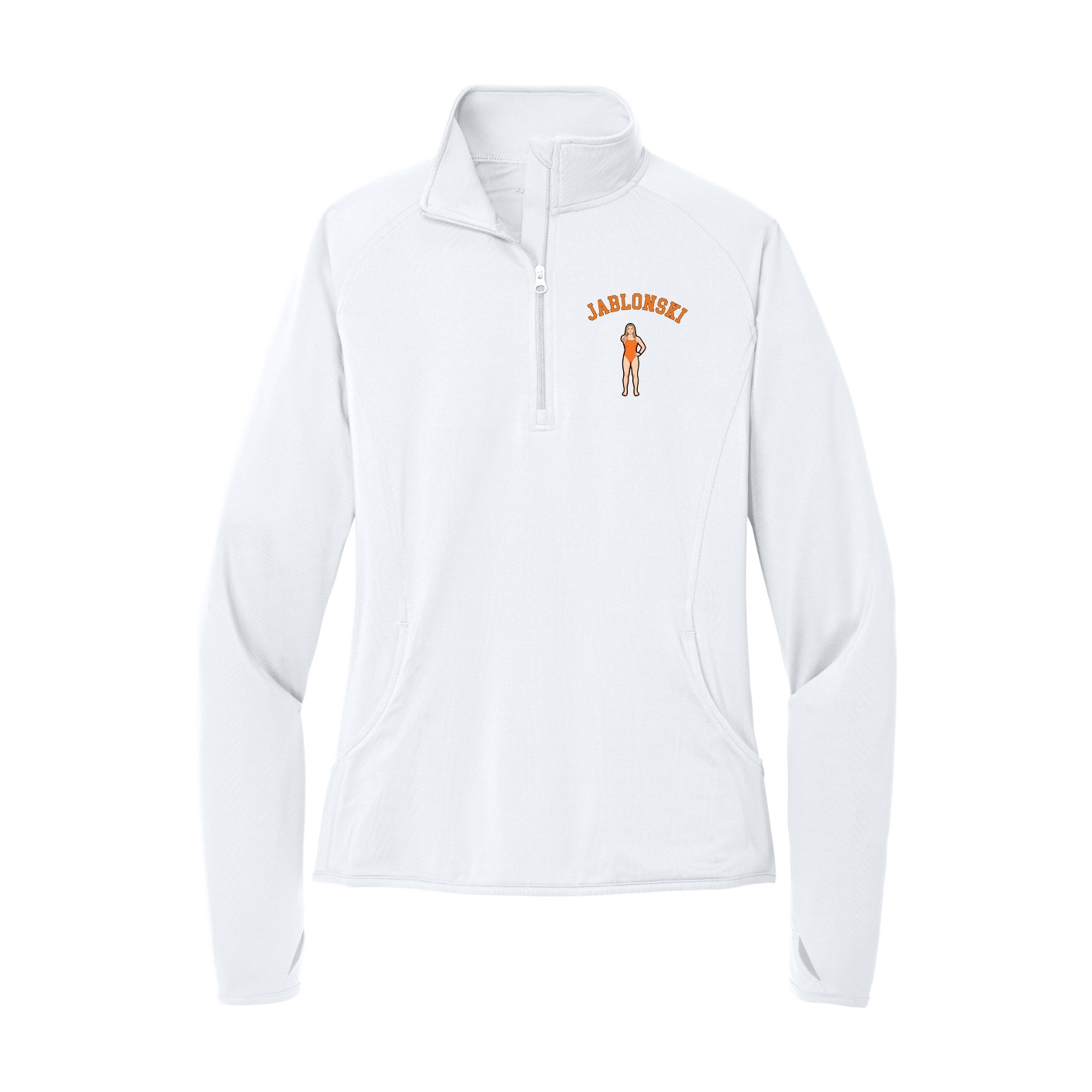 Women's Q-Zip Pullover — Shirsey Arch in White
