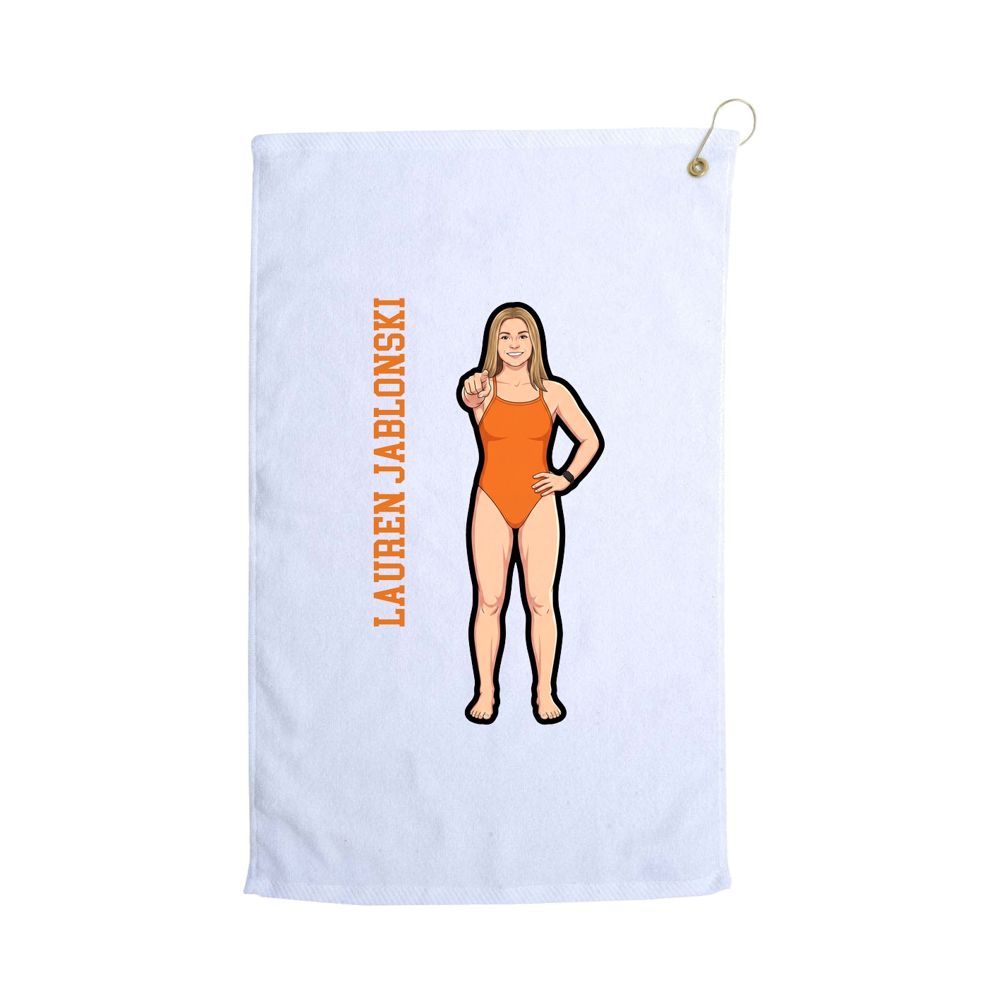 Golf Towel — Name Vertical in White