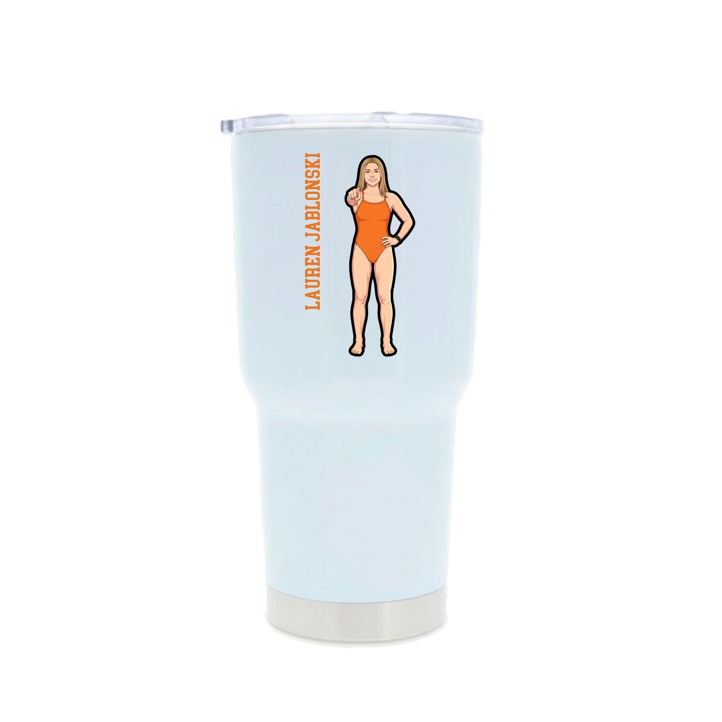 30oz Stainless Steel Tumbler — Name Vertical in White