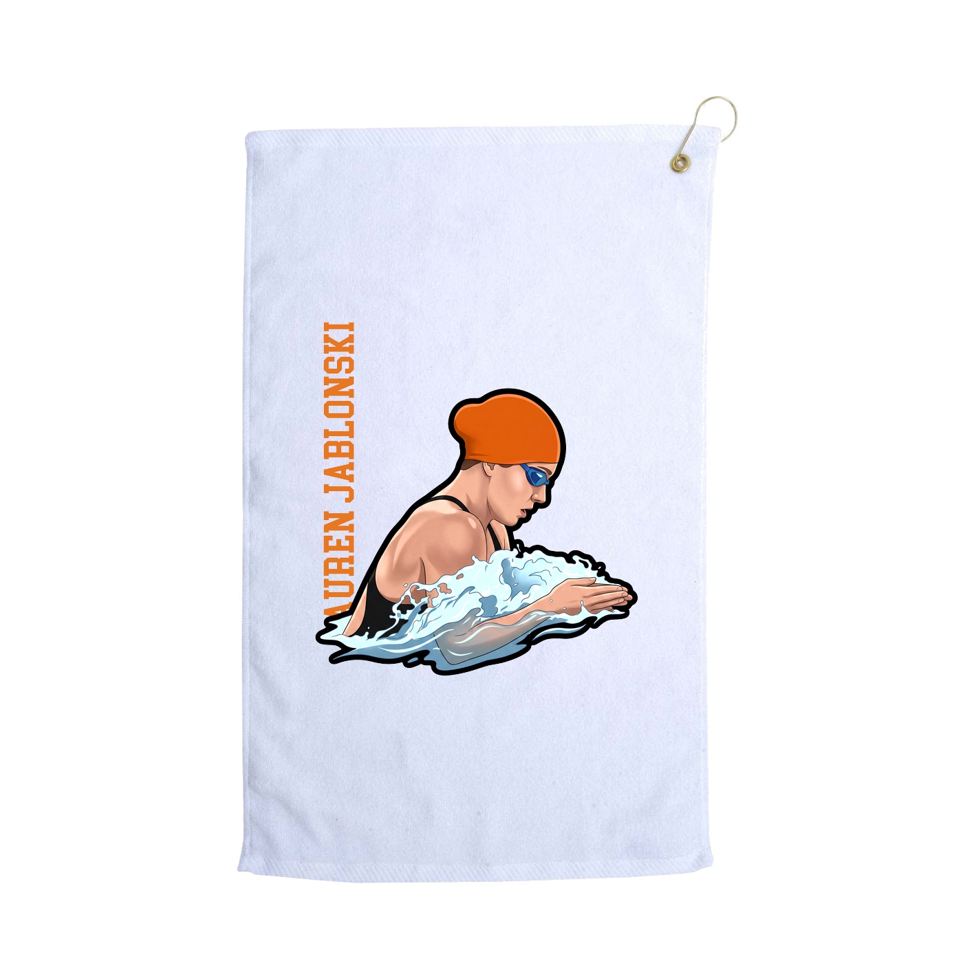 Golf Towel — Name Vertical in White