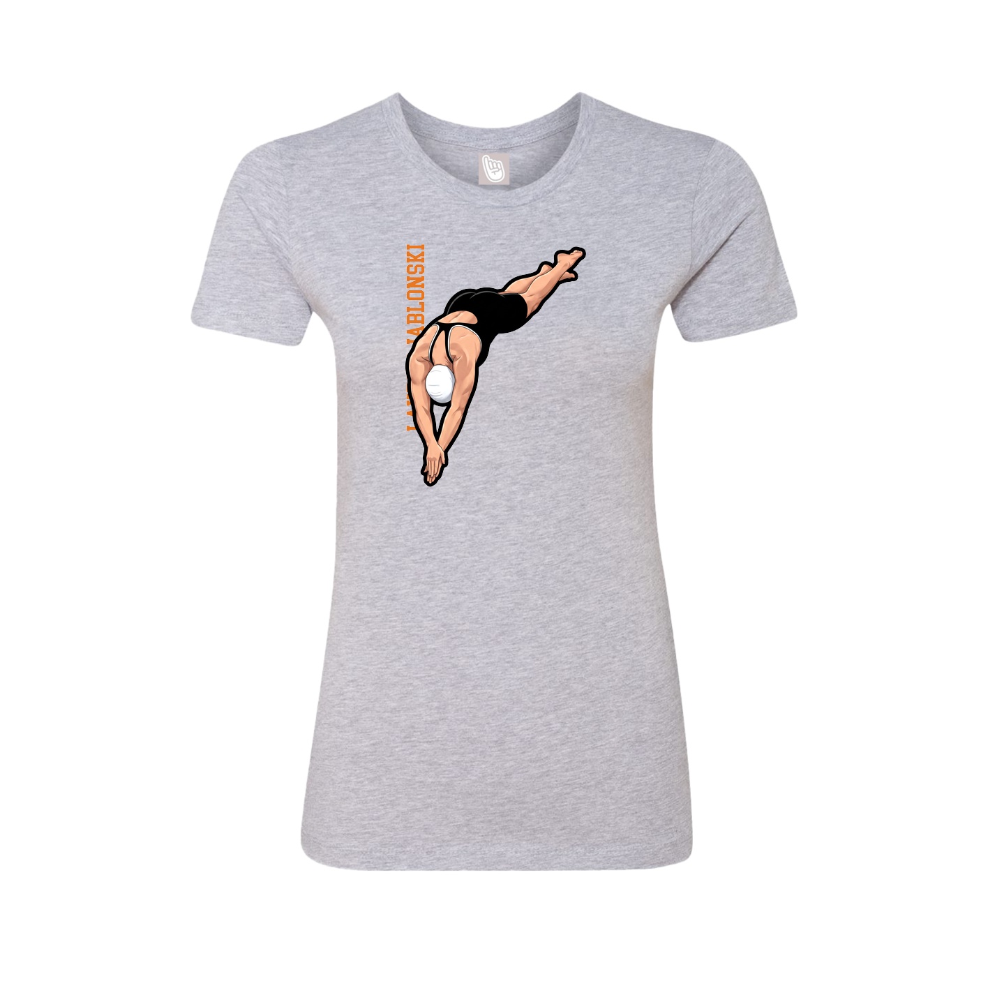 Womens Tee — Name Vertical in Grey
