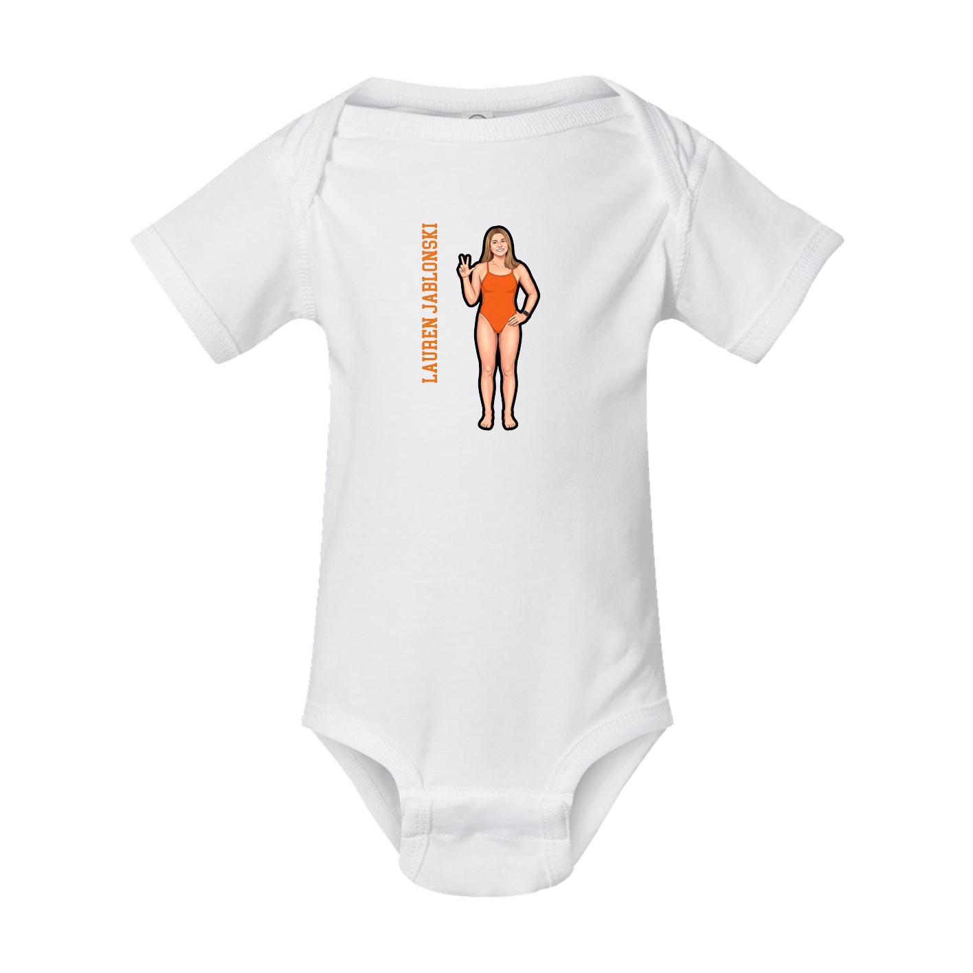 Baby Onesie — Name Vertical in White