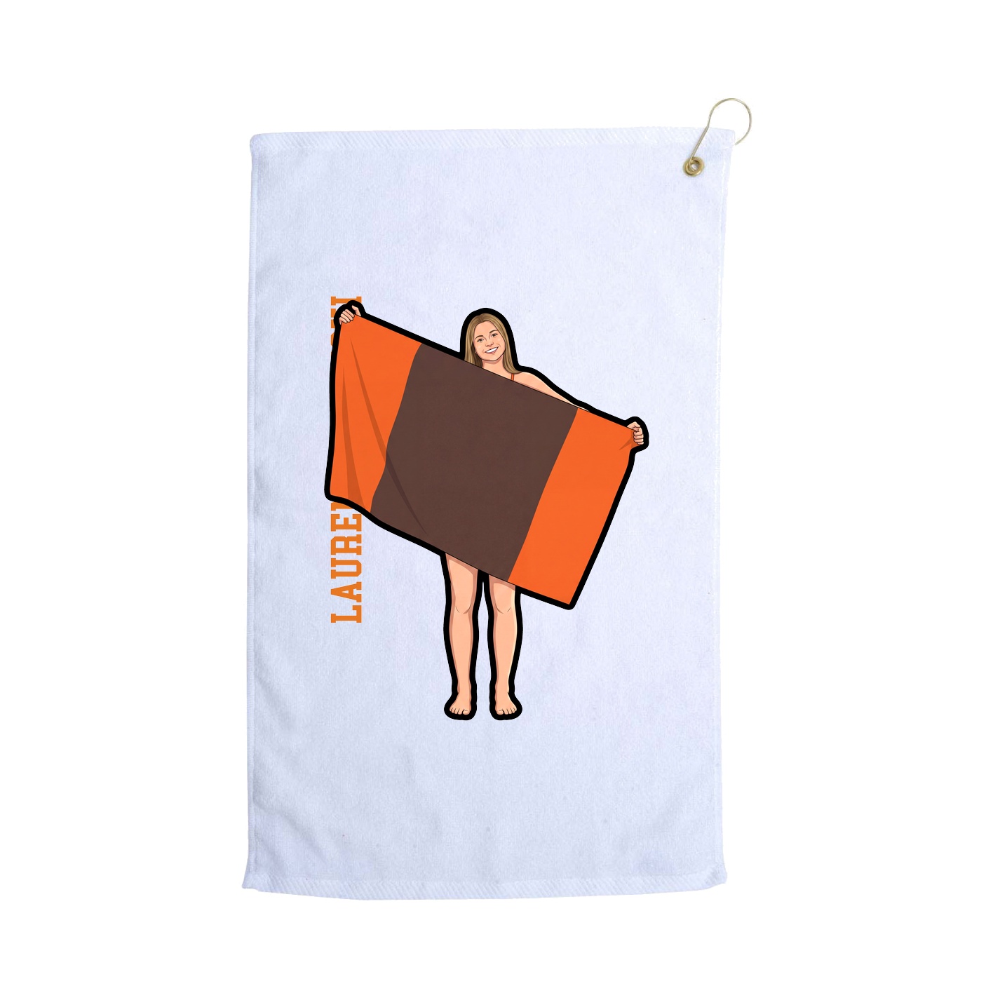 Golf Towel — Name Vertical in White