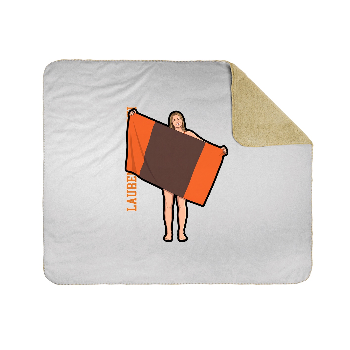 Throw Blanket — Name Vertical in White