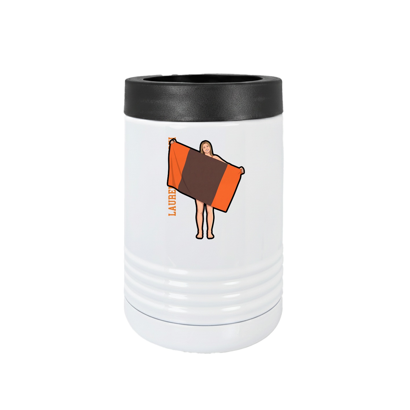 Beverage Holder — Name Vertical in White