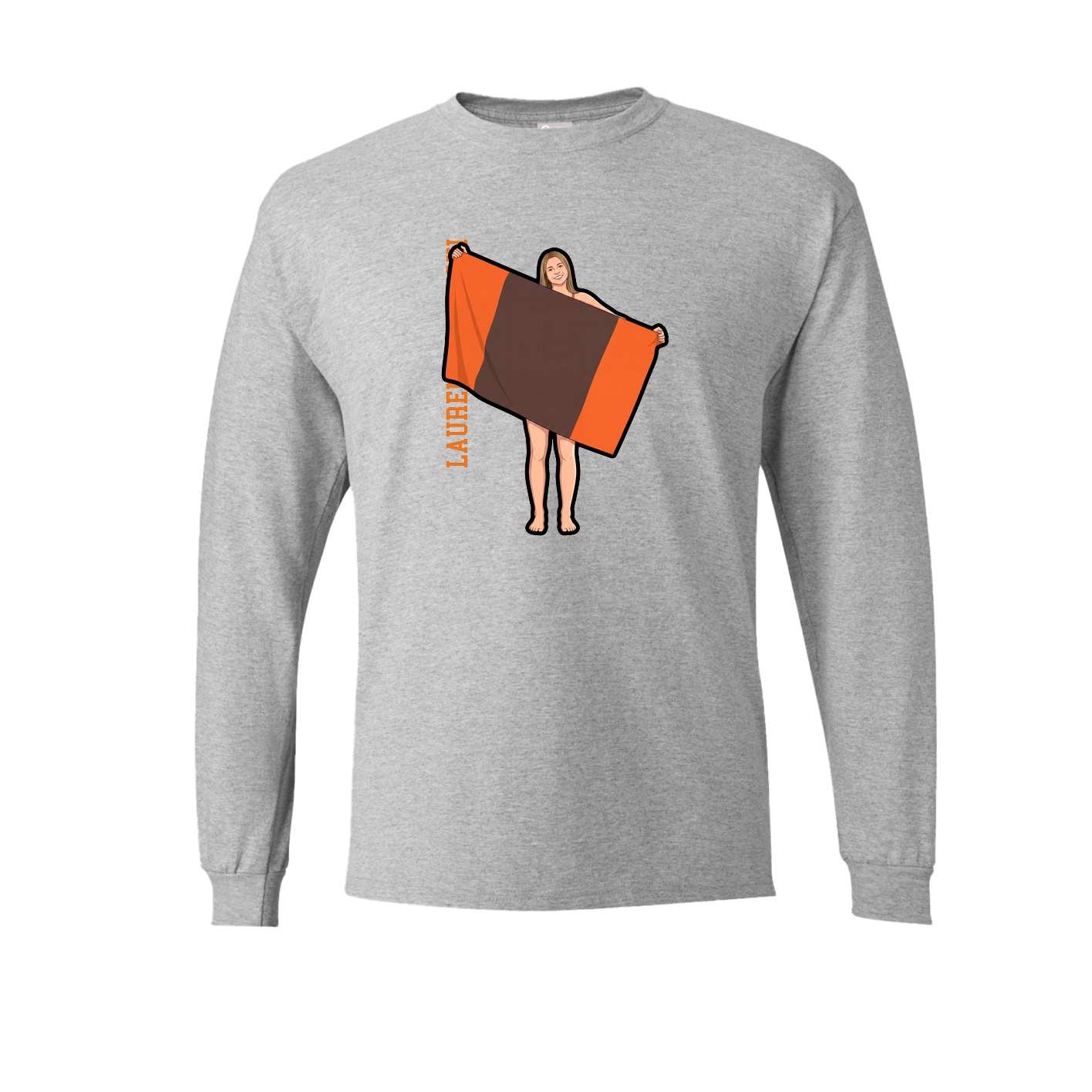 Long Sleeve Tee — Name Vertical in Grey