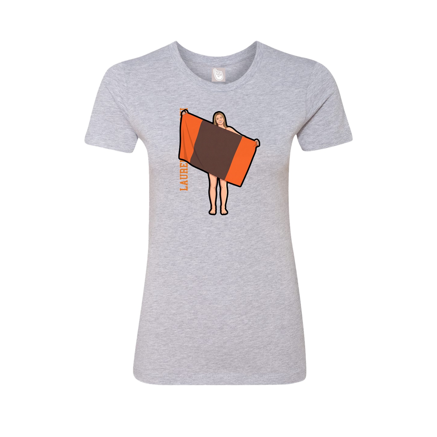 Womens Tee — Name Vertical in Grey