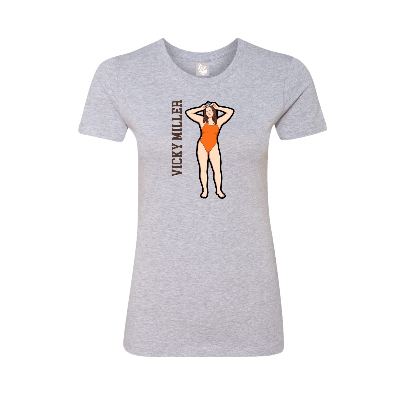 Fitted Women's Tee — Name Vertical in Grey