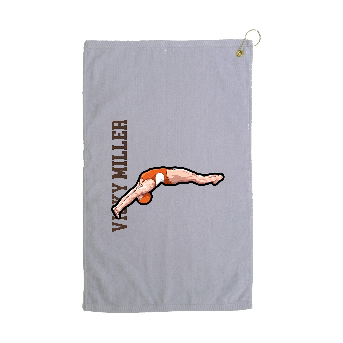 Golf Towel — Name Vertical in Grey
