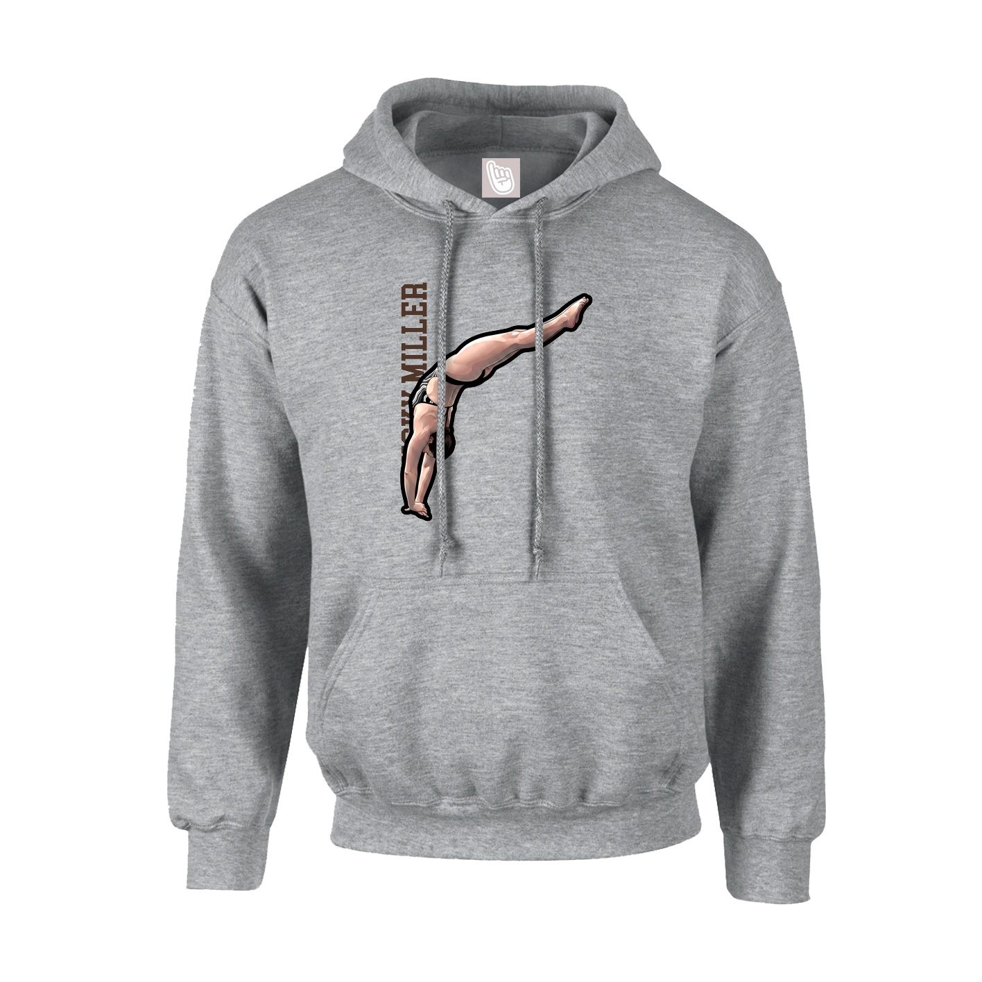 Youth Hoodie — Name Vertical in Grey