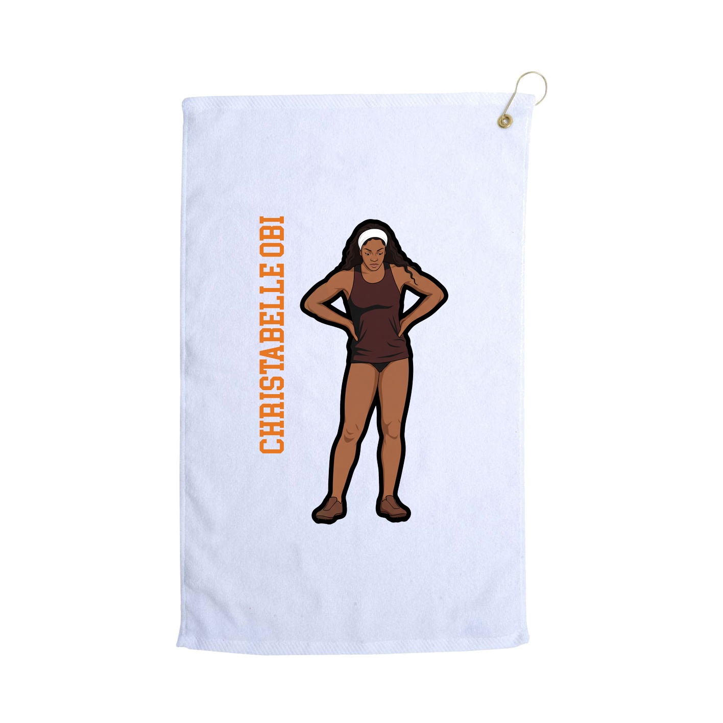 Golf Towel — Name Vertical in White