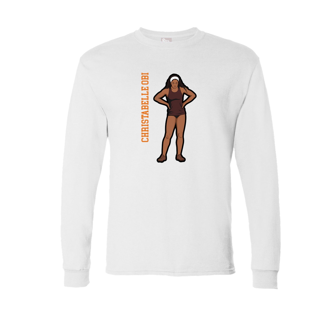 Long Sleeve Tee — Name Vertical in White