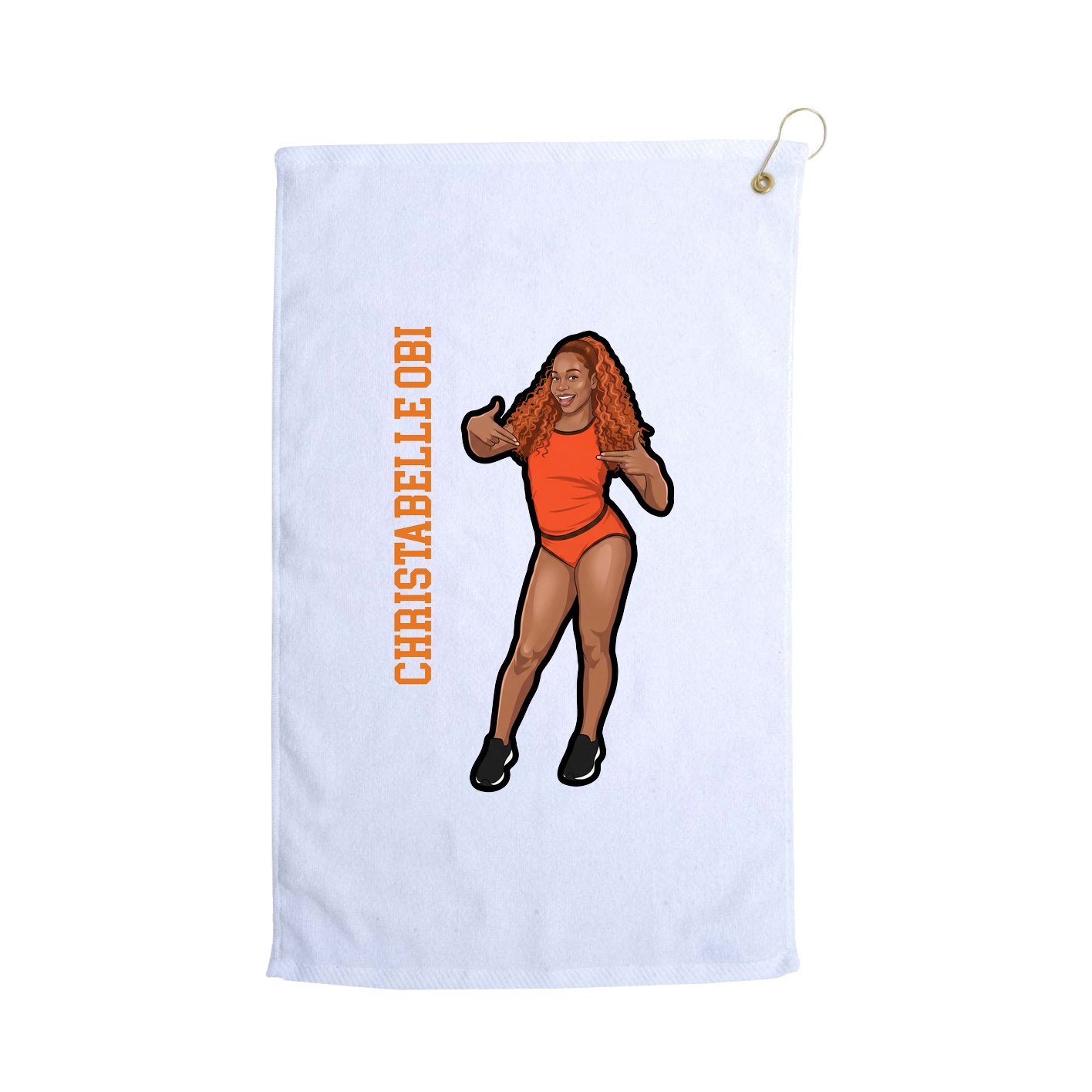 Golf Towel — Name Vertical in White