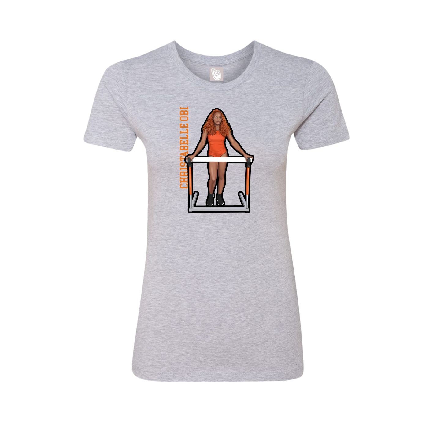 Fitted Women's Tee — Name Vertical in Grey