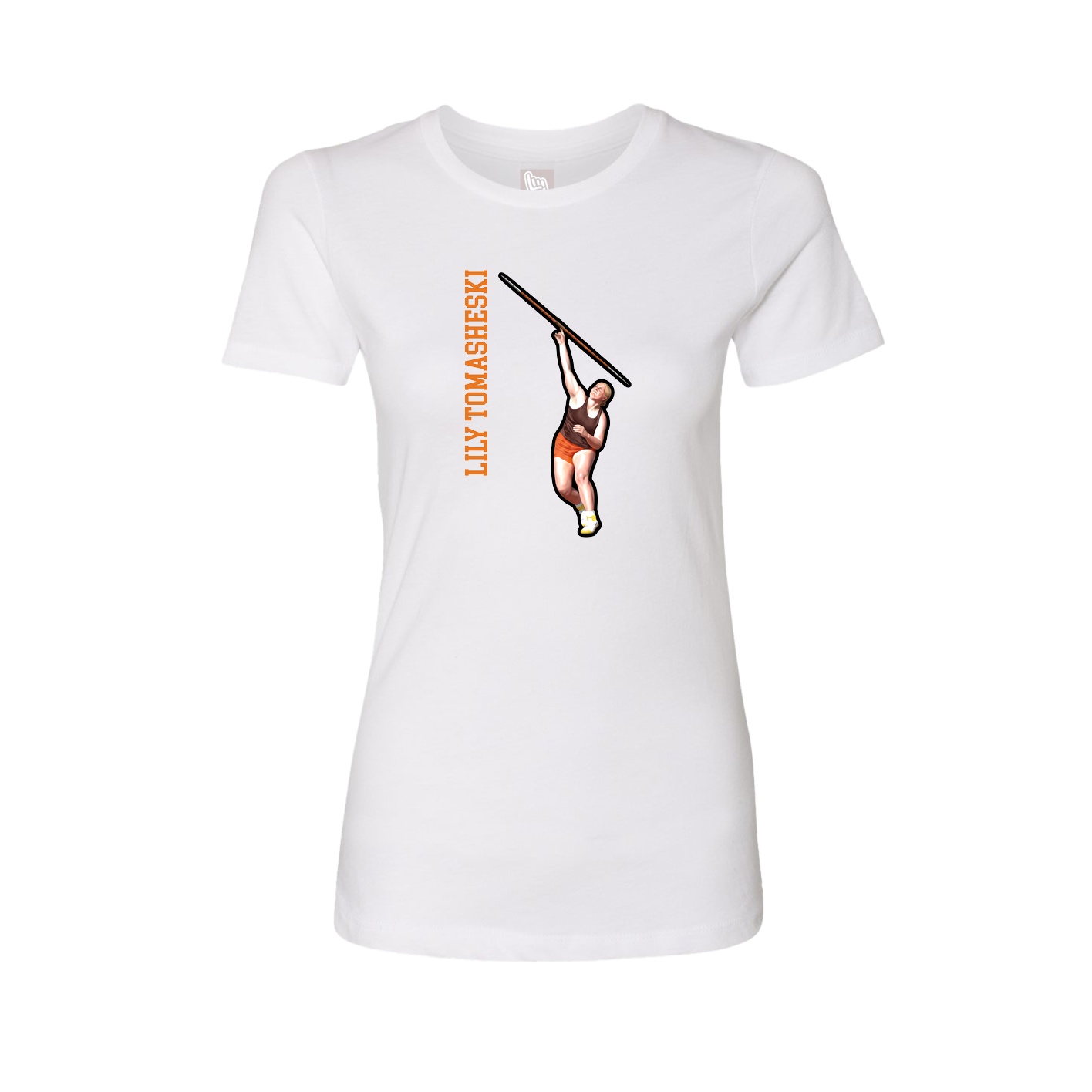 Fitted Women's Tee — Name Vertical in White