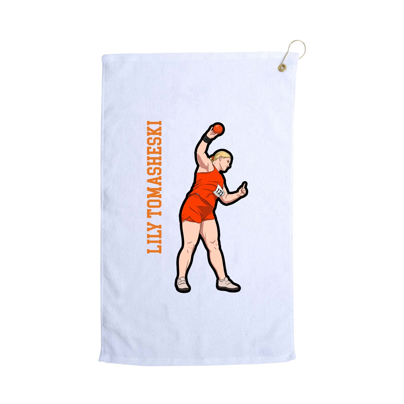 Golf Towel — Name Vertical in White