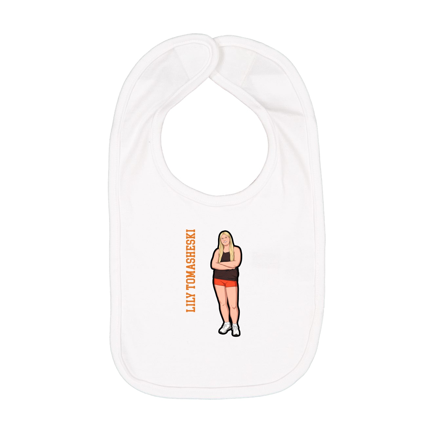 Infant Bib — Name Vertical in White