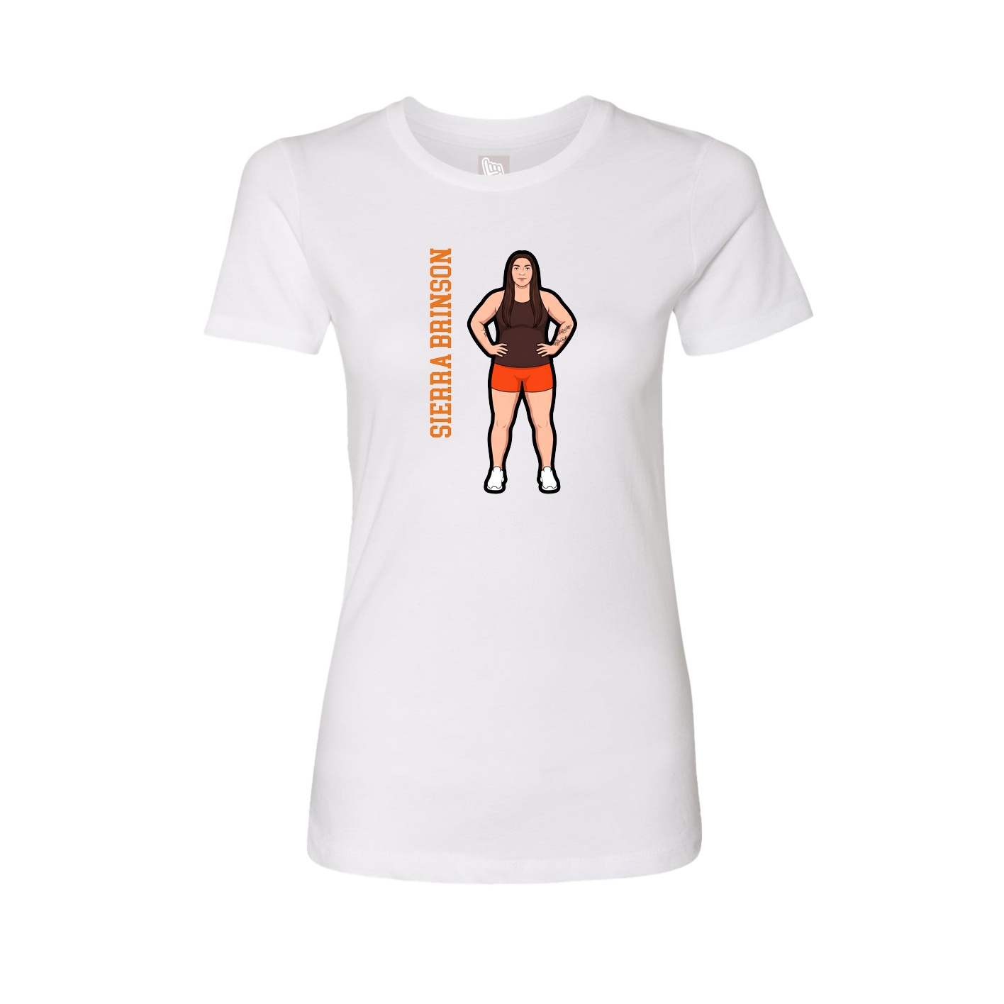 Fitted Women's Tee — Name Vertical in White