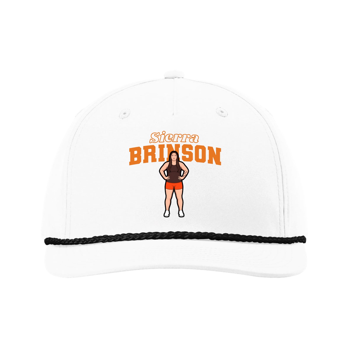 Five-Panel Classic Rope Cap — Name Arch in White