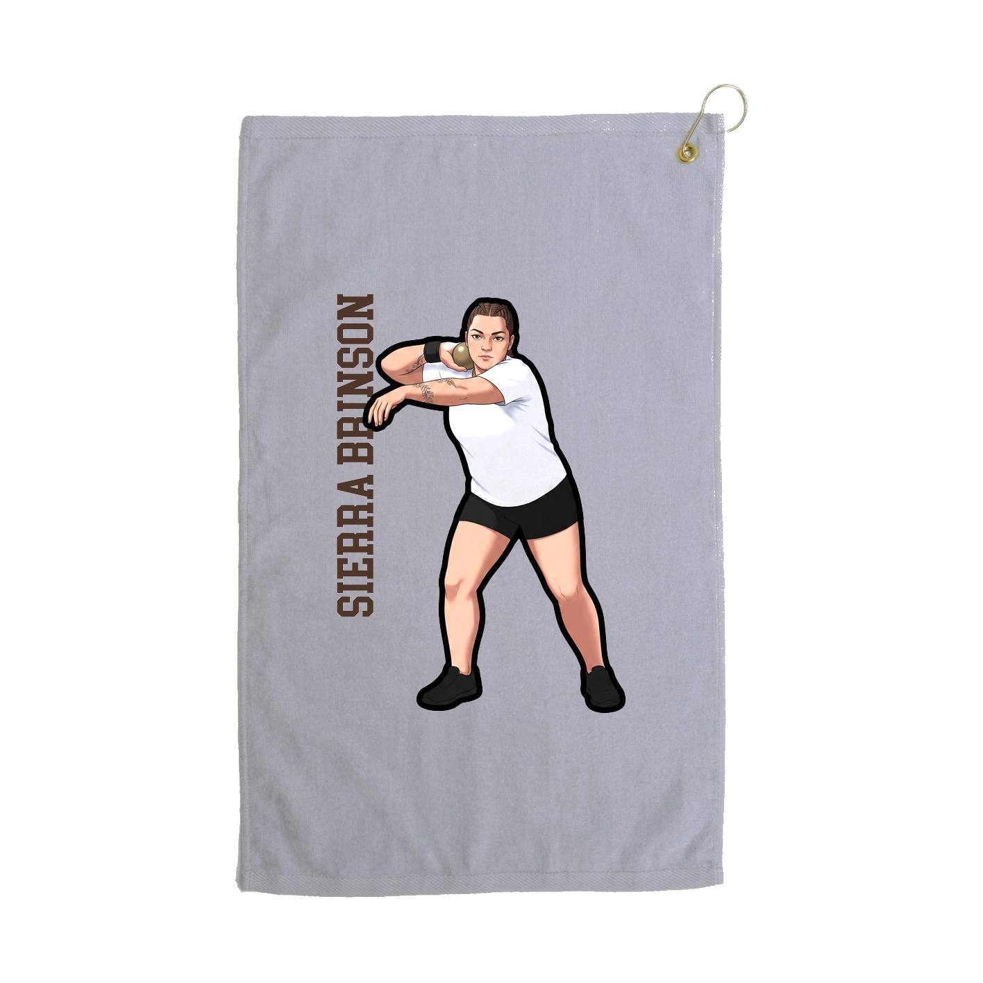 Golf Towel — Name Vertical in Grey