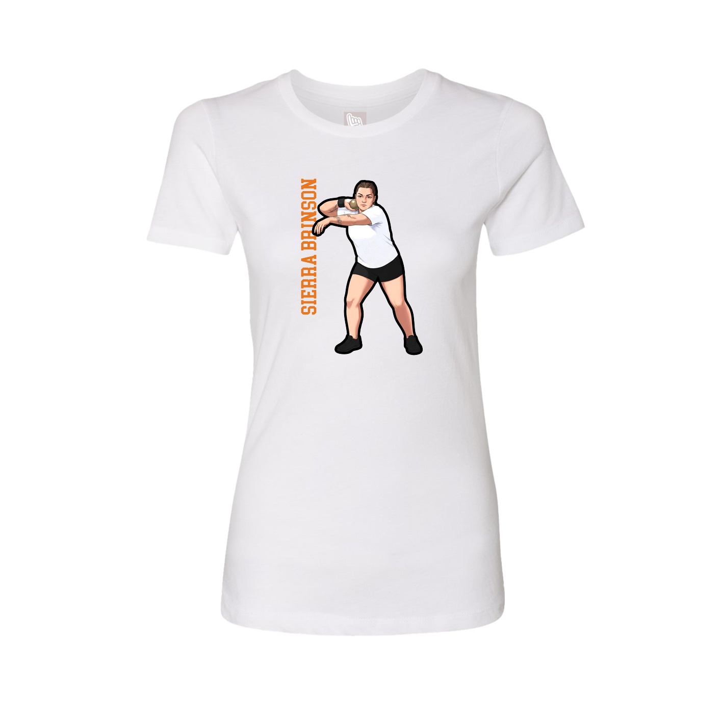 Fitted Women's Tee — Name Vertical in White