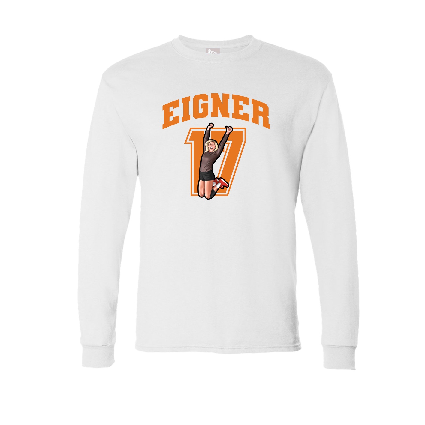 Long Sleeve Tee — Number in White