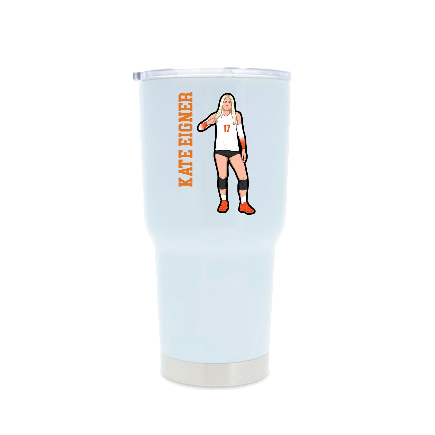 30oz Stainless Steel Tumbler — Name Vertical in White