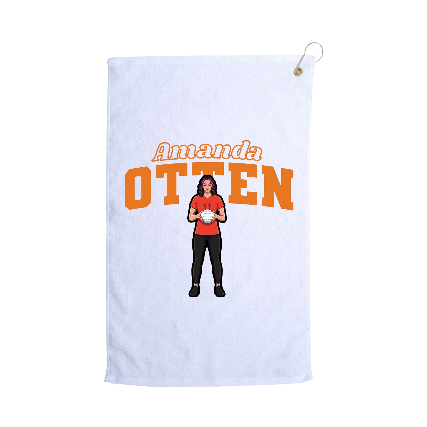 Golf Towel — Name Arch in White