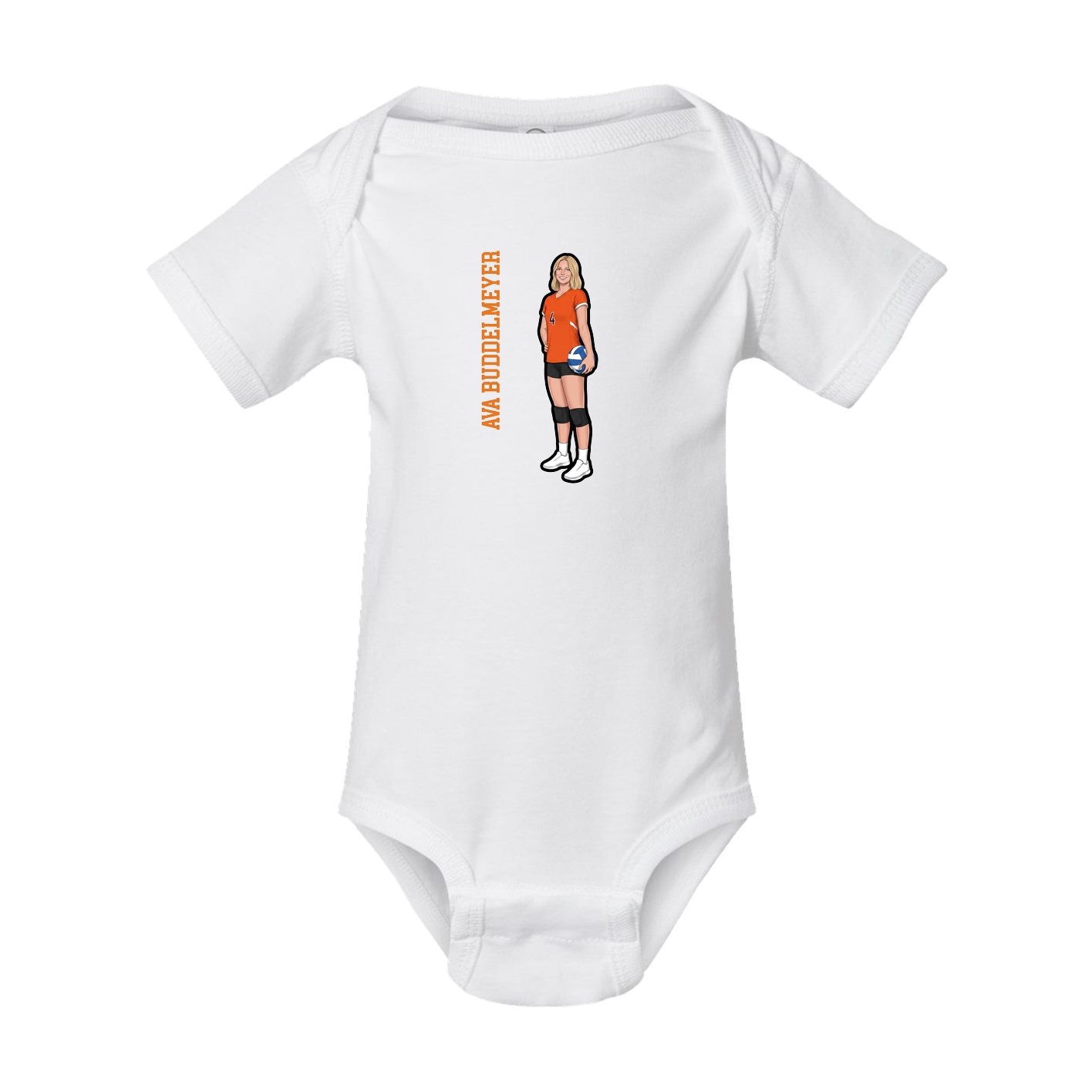 Baby Onesie — Name Vertical in White